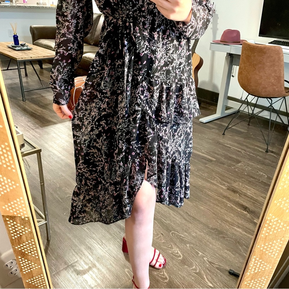 Anthropologie Lea & Viola Floral Wrap Midi Dress - Picture 4 of 8